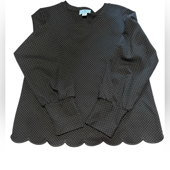 CeCe Women’s Long Sleeve Polka Dot Scalloped Top Size Medium - Picture 6 of 11